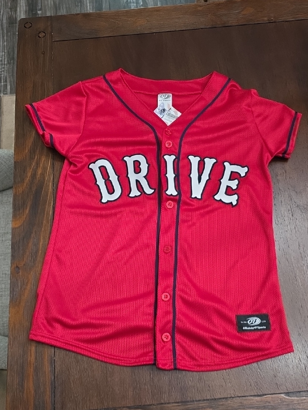 NWT Ladies Red Greenville 'DRIVE' Baseball Jersey Top Size SMALL